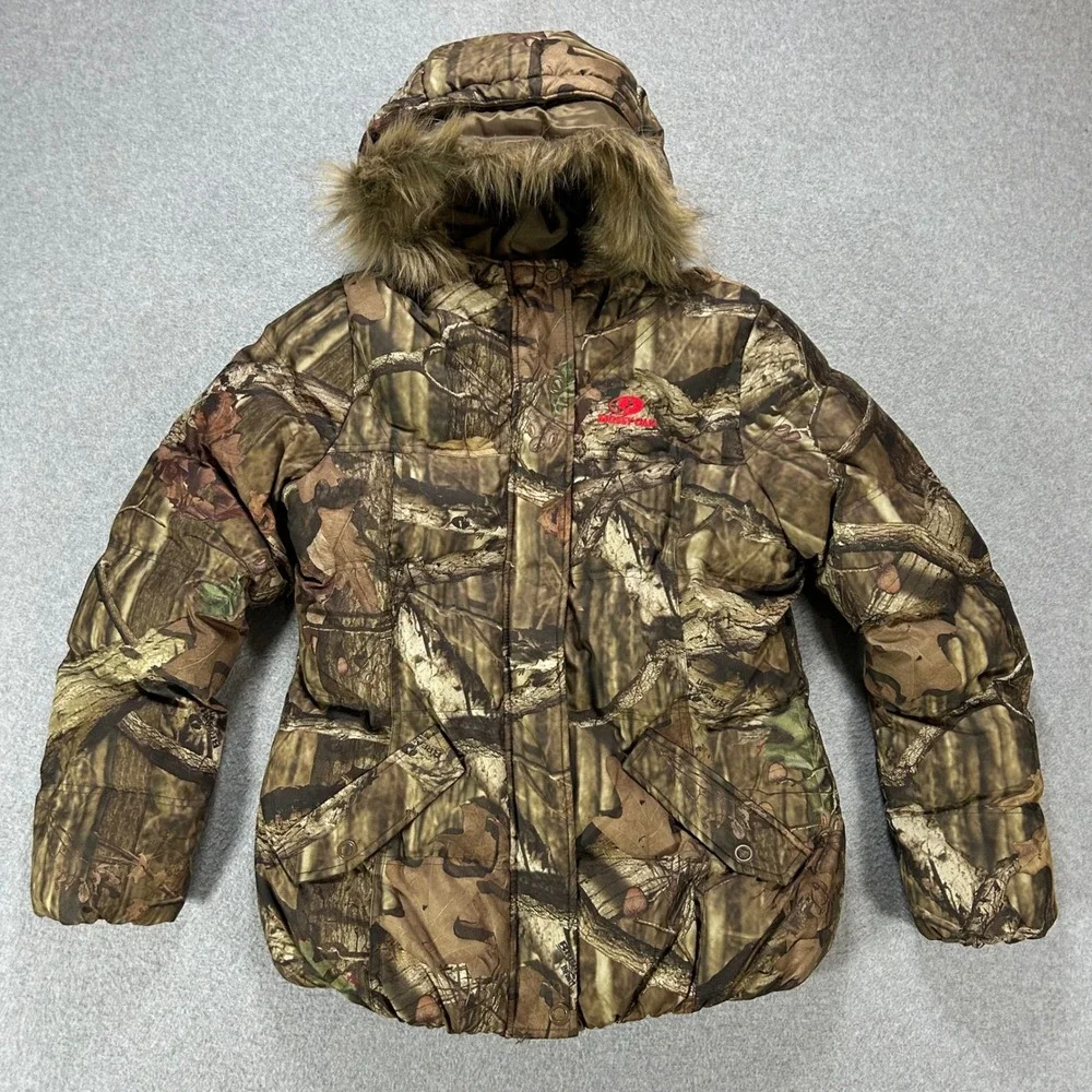 Mossy Oak Puffer Jacket Break-Up Infinity Mens L Brown Camo Hunting Streetwear